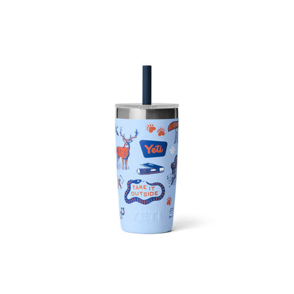 Big Sky Summer Camp | YETI Rambler 10oz Jr Tumbler With Silicone Straw Lid Summer Camp Edition Image Showing Back View.