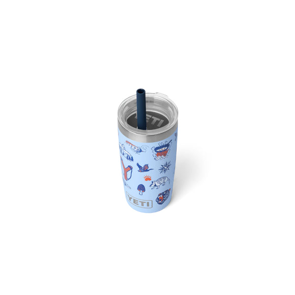 Big Sky Summer Camp | YETI Rambler 10oz Jr Tumbler With Silicone Straw Lid Summer Camp Edition Image Showing Angled Top View.