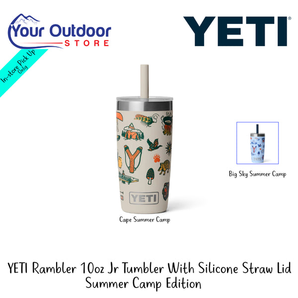 YETI Rambler 10oz Jr Tumbler With Silicone Straw Lid Summer Camp Edition | Hero Image Showing All Logo, Titles And Variants.