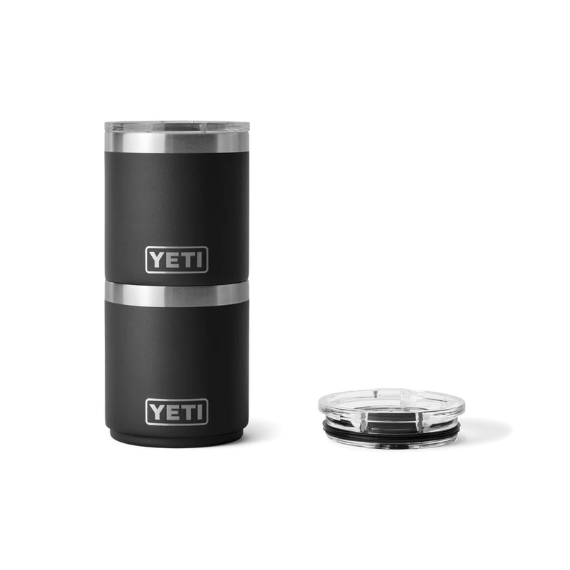 Black | YETI Rambler 10oz Lowball 2.0 Image Showing Front View Of A Stack Of Lowballs.