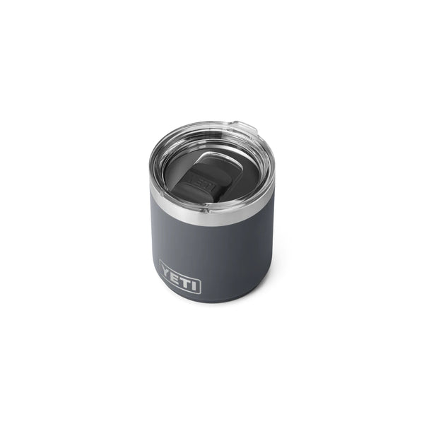 Charcoal | YETI Rambler 10oz Lowball 2.0 Image Showing Top View With The Lid On.