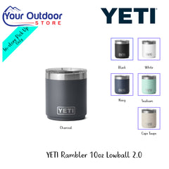 YETI Rambler 10oz Lowball 2.0 | Hero Image Showing All Logos, Titles And Variants.