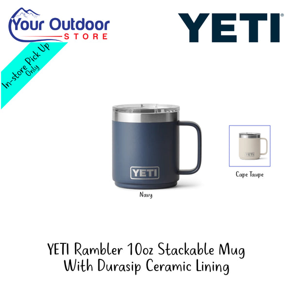 YETI Rambler 10oz Stackable Mug With Durasip Ceramic Lining | Hero Image Showing All Logos, Titles And Variants.