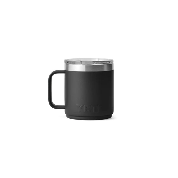 Black | YETI Rambler 10oz Stackable Mug With Durasip Ceramic Lining Image Showing Back View.
