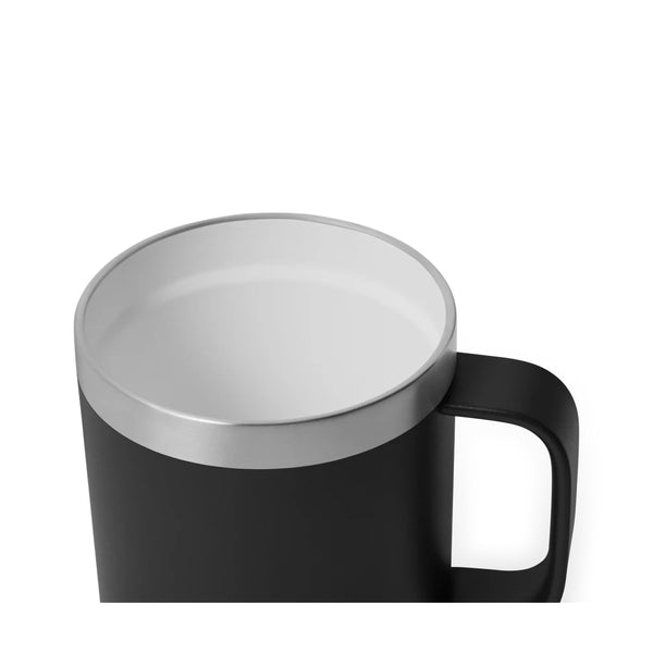Black | YETI Rambler 10oz Stackable Mug With Durasip Ceramic Lining Image Showing Close Up View Of The Inside, Lid Off.
