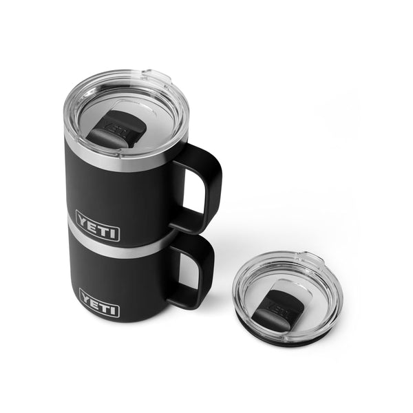 Black | YETI Rambler 10oz Stackable Mug With Durasip Ceramic Lining Image Showing The Mugs Stacked.