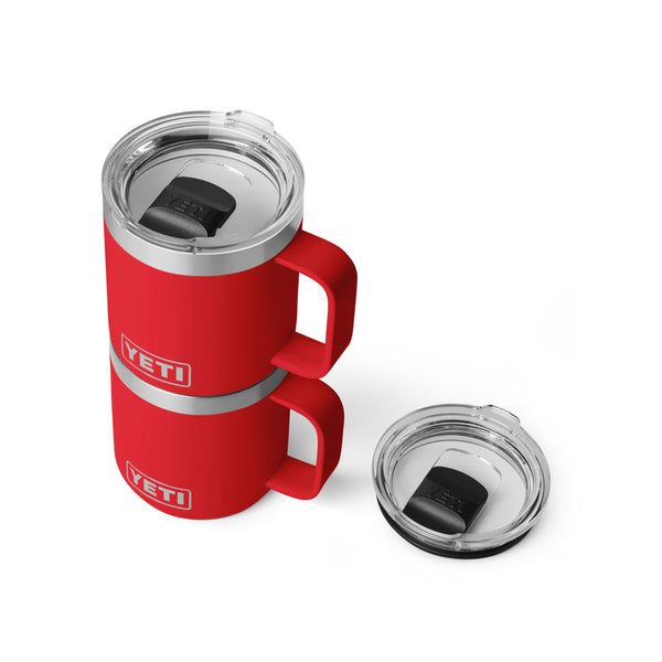 Rescue Red | YETI Rambler 10oz Stackable Mug With Durasip Ceramic Lining Image Showing The Mugs Stacked.