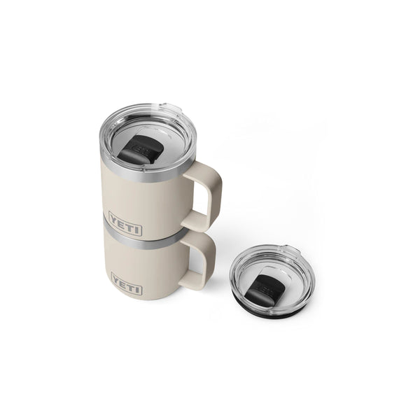 Taupe | YETI Rambler 10oz Stackable Mug With Durasip Ceramic Lining  Image Showing Two Yeti 10oz Mugs Stacked Together.