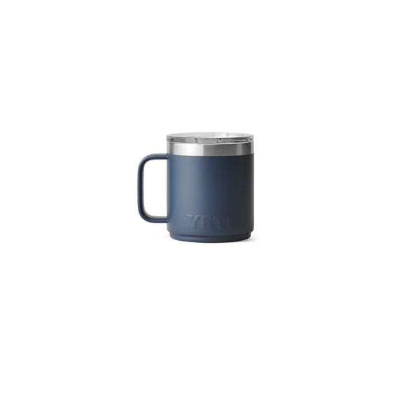 Navy | YETI Rambler 10oz Stackable Mug With Durasip Ceramic Lining Image Showing Back View.