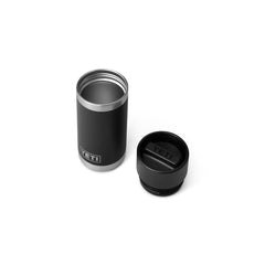 Black | YETI Rambler 12oz Bottle With Hotshot Cap Image Showing Top View, Cap Off.