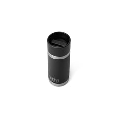 Black | YETI Rambler 12oz Bottle With Hotshot Cap Image Showing Angled Top View.