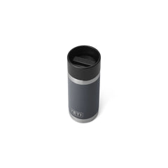 Charcoal | YETI Rambler 12oz Bottle With Hotshot Cap Image Showing Top View.