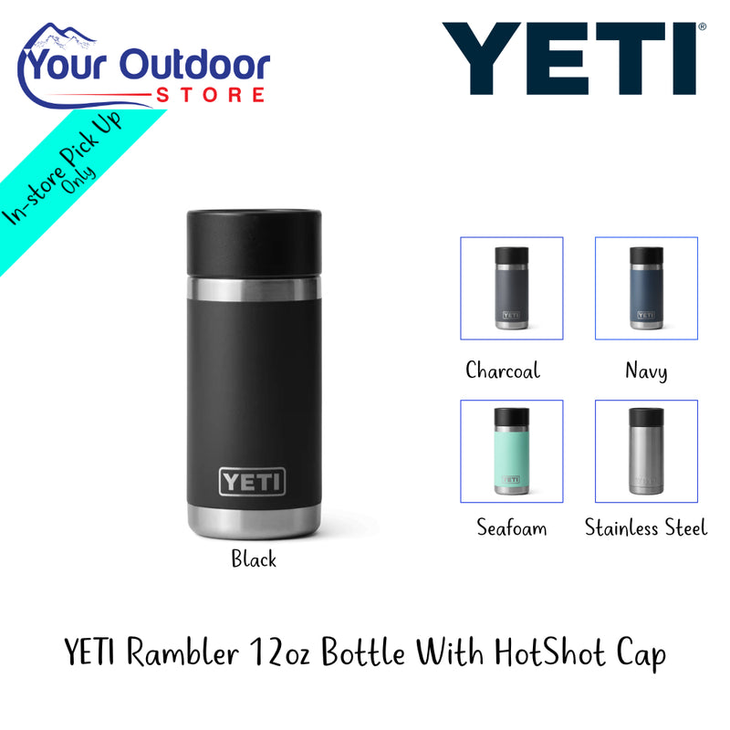 YETI Rambler 12 oz Bottle With Hotshot Cap | Hero mage Showing All Logos, Titles And Variants.