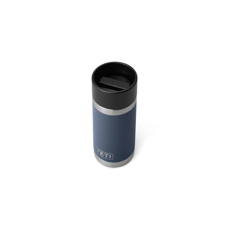 Navy | YETI Rambler 12oz Bottle With Hotshot Cap Image Showing Top View.