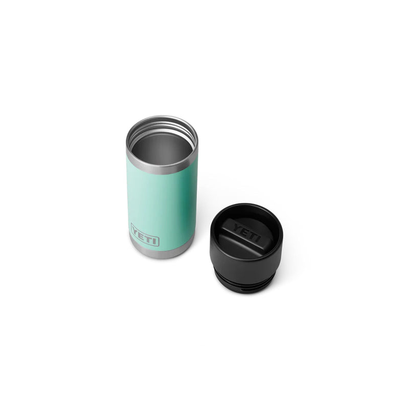 Seafoam | YETI Rambler 12oz Bottle With Hotshot Cap Image Showing Cap Off Of Bottle, Top View. 