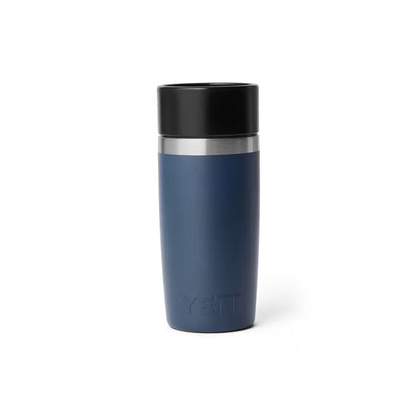 Navy | YETI Rambler 12oz Travel Bottle With Commuter Cap Image Showing Back View.