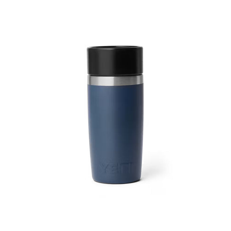 Navy | YETI Rambler 12oz Travel Bottle With Commuter Cap Image Showing Back View.