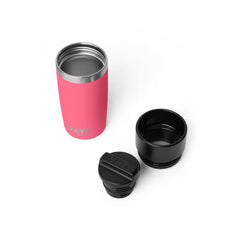 Tropical Pink | YETI Rambler 12oz Travel Bottle With Commuter Cap Image Showing Top View With Caps Off.
