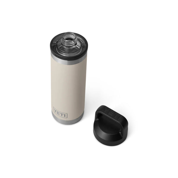 Cape Taupe | YETI Rambler 18oz Bottle With Chug Cap Image Showing Top View, With Cap Off.