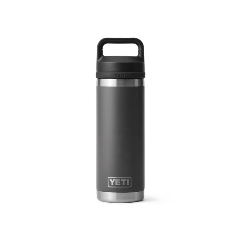 Charcoal | YETI Rambler 18oz Bottle With Chug Cap. Front View.