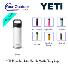 YETI Rambler 18oz Bottle With Chug Cup | Hero Image Showing Logos, Titles and Variants.