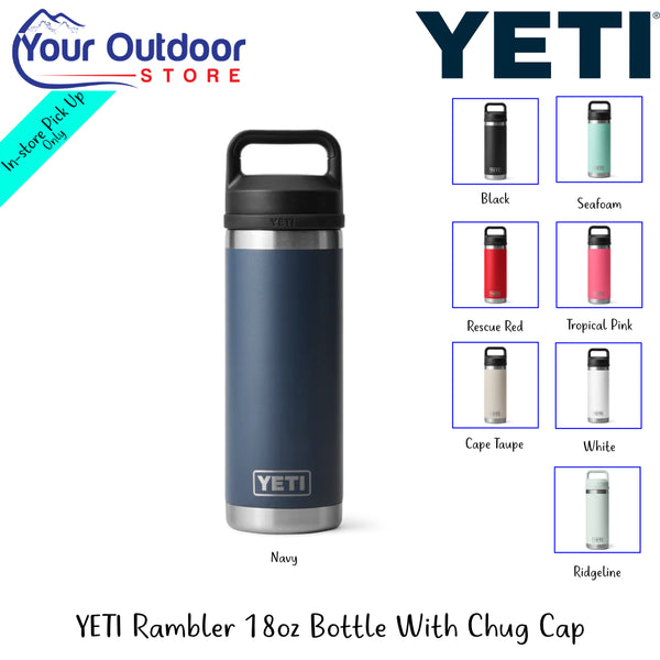 YETI Rambler 18oz Bottle With Chug Cap | Hero Image Showing All Logos, Titles And Variants.