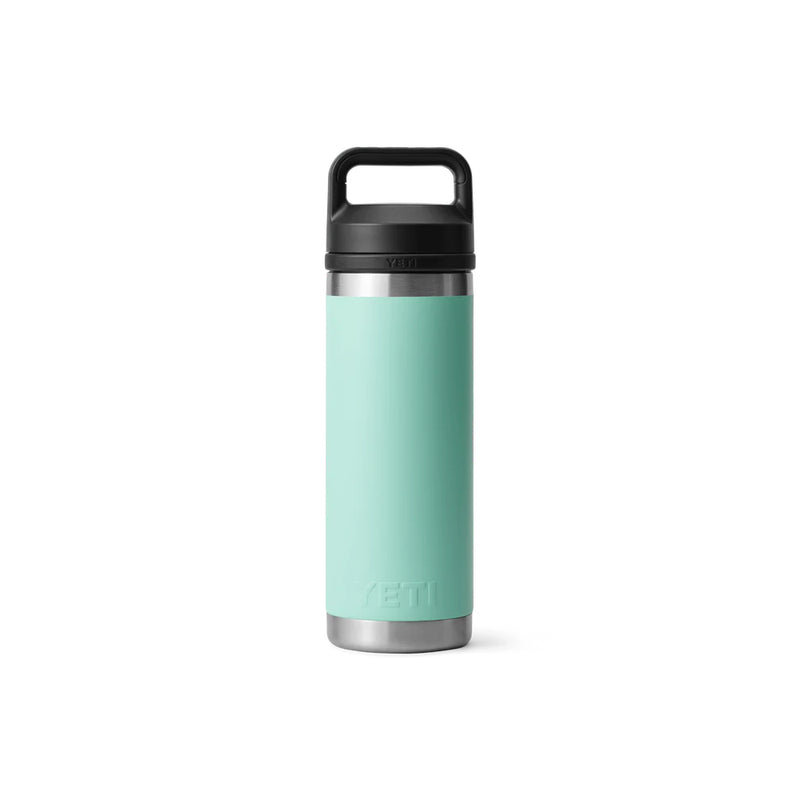 Seafoam | YETI Rambler 18oz Bottle With Chug Cap Image Sowing Back View.