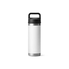 White | YETI Rambler 18oz Bottle With Chug Cap Image Showing Back  View.