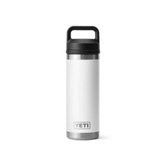 White | YETI Rambler 18oz Bottle With Chug Cap. Front View.