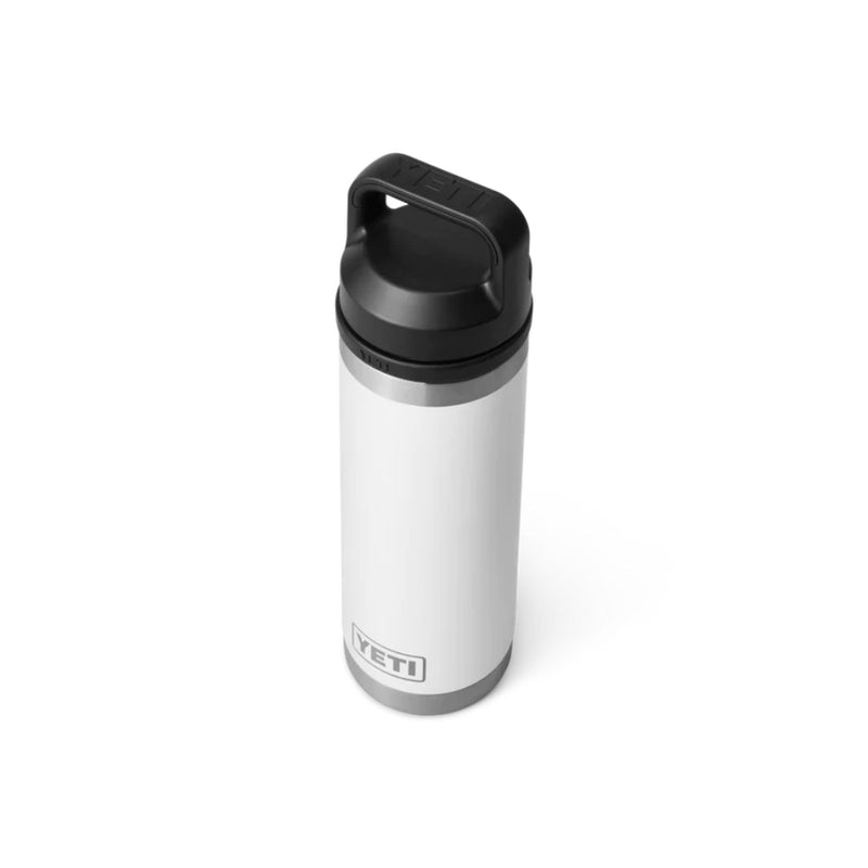 White | YETI Rambler 18oz Bottle With Chug Cap. Top View.