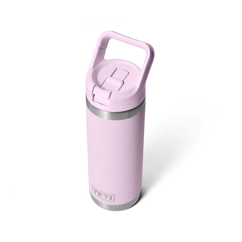 Cherry Blossom | YETI Rambler 18oz Straw Bottle Image Showing Angled Top View, Straw Down.