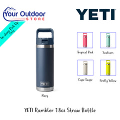 YETI Rambler 18oz Straw Bottle | Hero Image Showing All Logos, Titles And Variants.