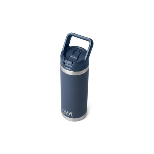 Navy | YETI Rambler 18oz Straw Bottle Image Showing Top View With The Straw Sipper Down.