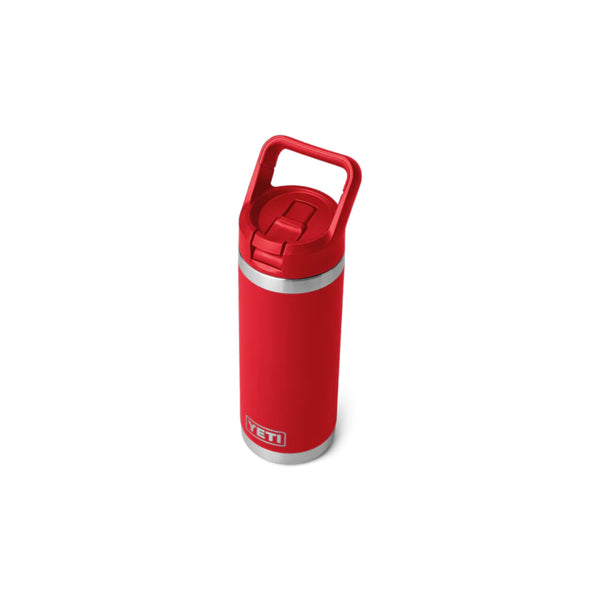 Rescue Red | YETI Rambler 18oz Straw Bottle Image Showing Top View, Straw Sipper Up.