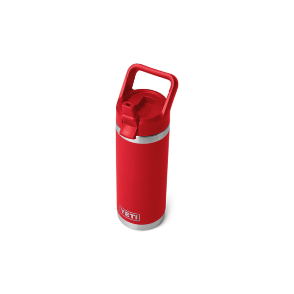 Rescue Red | YETI Rambler 18oz Straw Bottle Image Showing Top View, Straw Sipper Up.