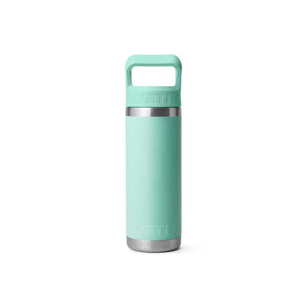 Seafoam | YETI Rambler 18oz Straw Bottle Image Showing Back View.