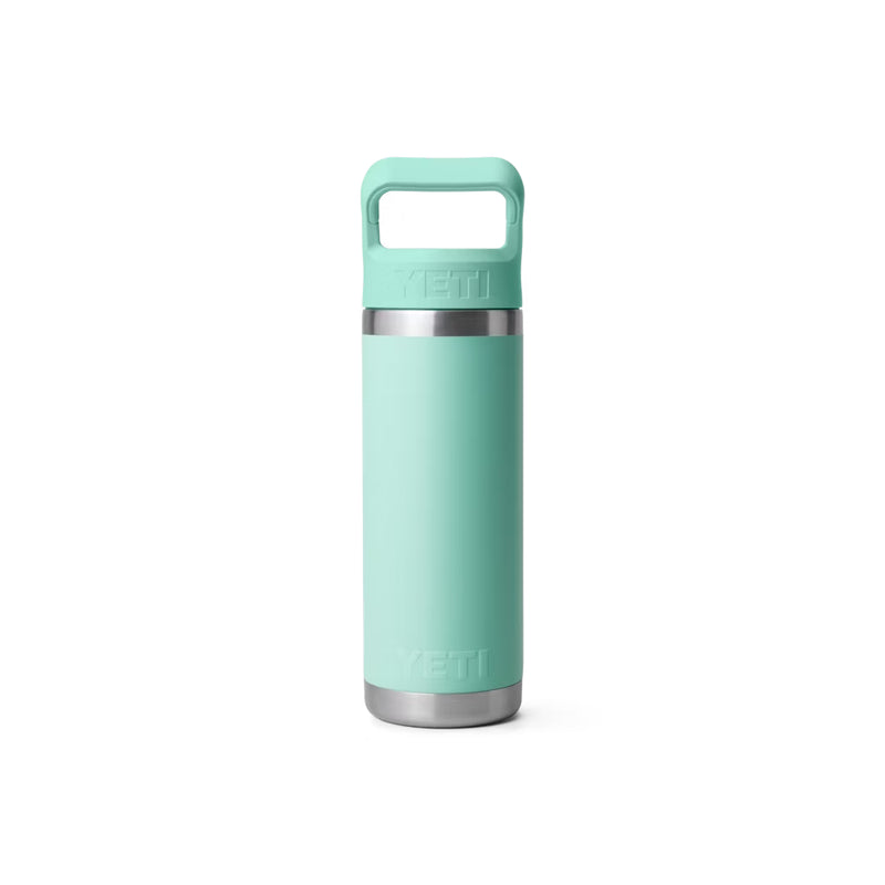 Seafoam | YETI Rambler 18oz Straw Bottle Image Showing Back View.