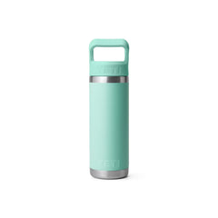 Seafoam | YETI Rambler 18oz Straw Bottle Image Showing Back View.