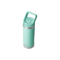 Seafoam | YETI Rambler 18oz Straw Bottle Image Showing Top View With Straw Down.