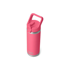 Tropical Pink | YETI Rambler 18oz Straw Bottle Image Showing Top View With Straw Up.
