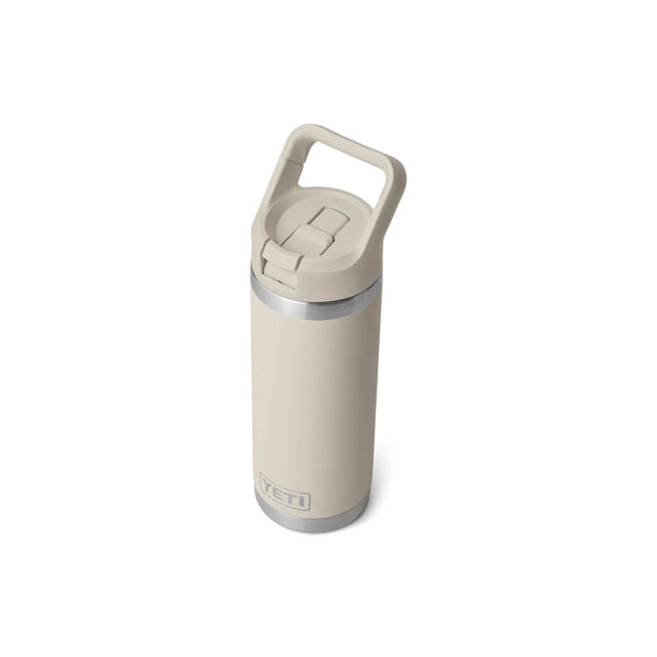 Cape Taupe| YETI Rambler 18oz Straw Bottle Image Showing Top View, Straw Sipper Down.