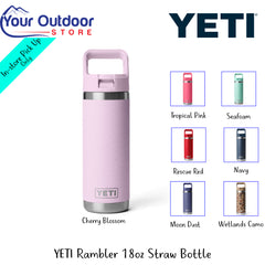 YETI Rambler 18oz Straw Bottle | Hero Image Showing All Logos, Titles And Variants.