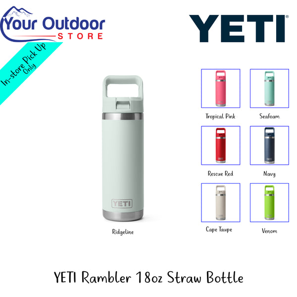 YETI Rambler 18oz Straw Bottle | Hero Image Showing All Logos, Titles And Variants.