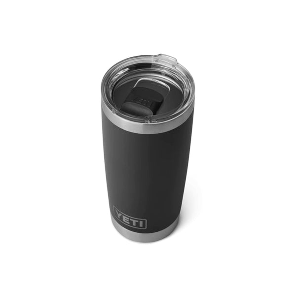 Black | YETI  Rambler 20oz With Magslider Lid Image Showing Top View.