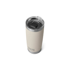 Cape Taupe | YETI Rambler 20oz With Magslider Lid Image Showing Angled Top View.