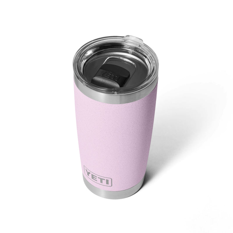Cherry Blossom | YETI Rambler 20oz With Magslider Lid Image Showing Angled Top View.