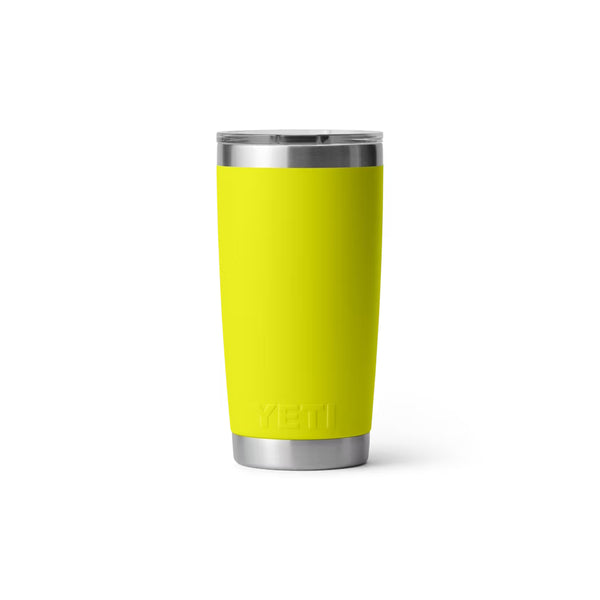 Firefly Yellow | YETI Rambler 20oz With Magslider Lid Image Showing Back View.