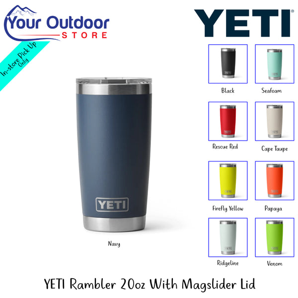YETI Rambler 20oz With Magslider Lid | Hero Image Showing All Logos, Titles And Variants.