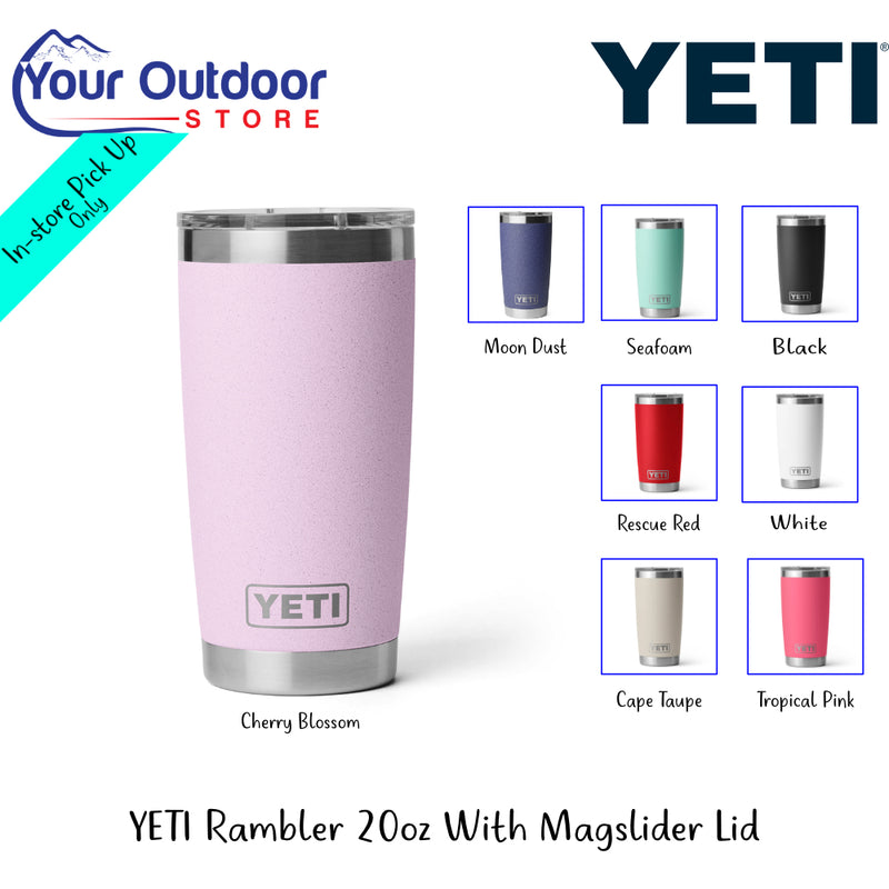 YETI Rambler 20oz With Magslider Lid | Hero Image Showing All Logos, Titles And Variants.