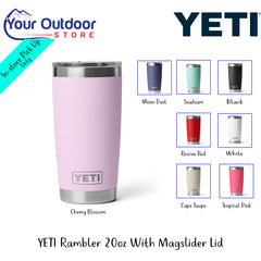YETI Rambler 20oz With Magslider Lid | Hero Image Showing All Logos, Titles And Variants.